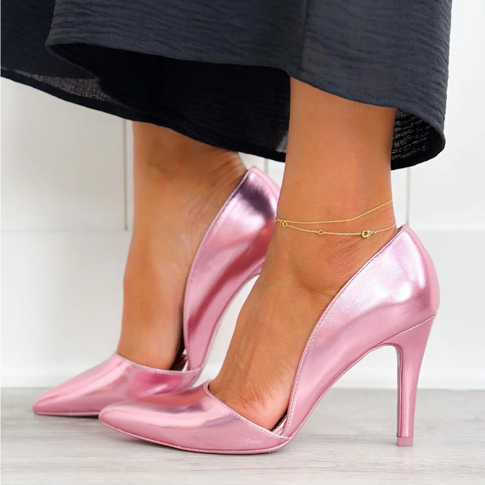 MIA Cia Metallic Pink D’orsay Pointed Toe Heels
